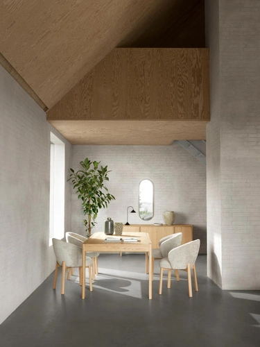 Krzesło Darlene beżowe tapicerowane skandynskie do jadalni Actona