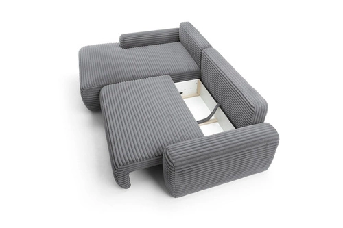 Narożnik z funkcją spania sztruksowy lewy Domle szary ciemny do salonu Intesi