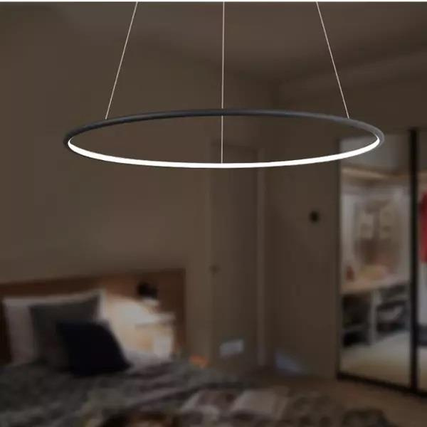 Lampa wisząca LED Okręgi ściemnialna nowoczesna czarna 60 cm do salonu ALTAVOLA DESIGN