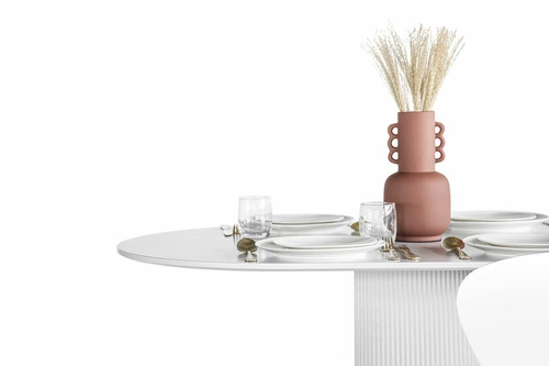 Stół do jadalni Maxim biały owalny nowoczesny na jednej nodze 120x70 cm Intesi