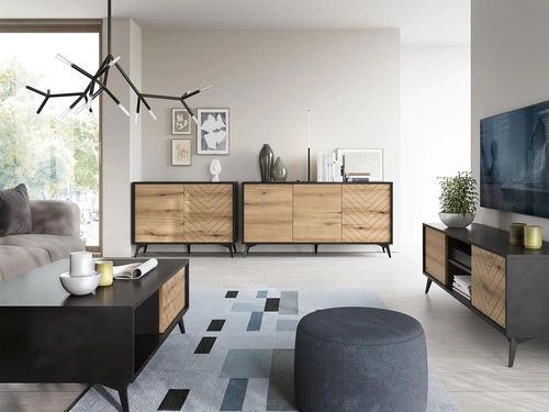 Komoda Fargo 104 cm z szufladami w jodełkę, skandynawska komoda do salonu na nóżkach