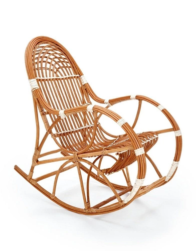 Fotel bujany Kalma wiklinowy boho do salonu i na taras naturalny retro wygodny