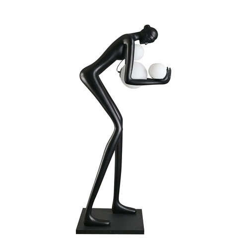 Lampa stojąca do salonu WOMAN-2 BLACK czarna nowoczesna Step into Design 190 cm