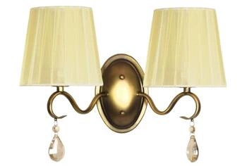 Kinkiet ścienny Fiesta złoty glamour z podwójnym abażurem do salonu i sypialni CANDELLUX