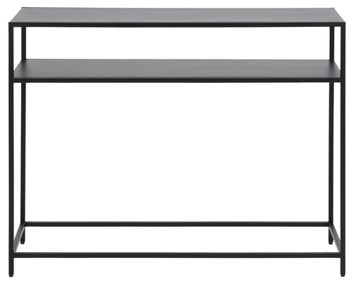 Konsola Newcastle II czarna metalowa z półką nowoczesna industrialna do salonu lub przedpokoju