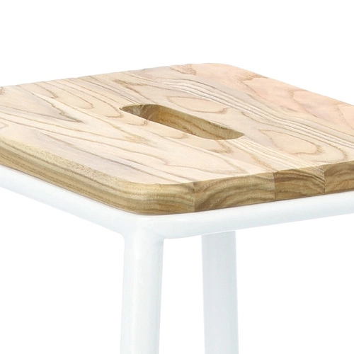 Hoker Seattle White 66 cm drewniany bez oparcia do kuchni i jadalni biały Intesi