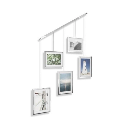 Ramka na zdjęcia multiramka Exhibit Umbra srebrna wisząca na ścianę 10x15 13x18
