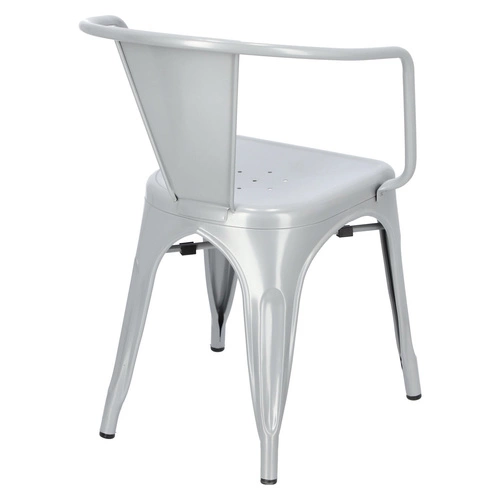 Krzesło metalowe Paris Arms szare do jadalni i kuchni z podłokietnikami inspirowane Tolix