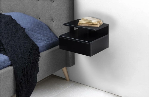 Szafka nocna wisząca czarna z szufladą 35 cm nowoczesna Actona Ashlan do sypialni loft