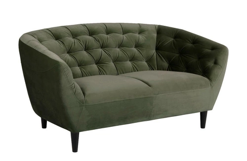 Sofa dwuosobowa Ria Actona welurowa zielona glamour do salonu 150 cm elegancka