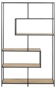 Regał na książki do salonu Oxford 4 loftowy dębowy z metalem 114 cm Intesi