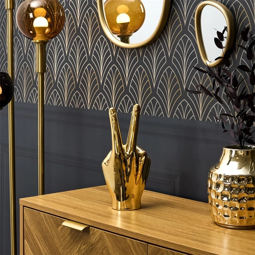 Figurka dekoracyjna Dłoń Victoria Intesi złota ceramiczna do salonu i biura 27 cm