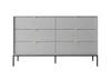 Komoda Delicious 6 szuflad ryflowana szara nowoczesna na nóżkach do salonu 154 cm Intesi