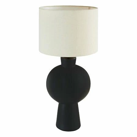 Lampka nocna do sypialni Yulia Atmosphera 59 cm czarna nowoczesna z abażurem ceramiczna