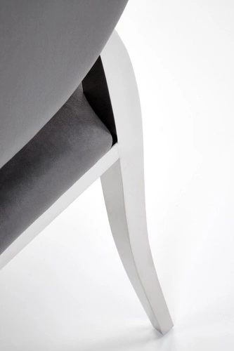 Krzesło tapicerowane welurowe Royale szare glamour do jadalni na srebrnych nogach Intesi