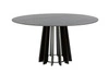 Stół okrągły do jadalni Tavle 145 cm czarny nowoczesny na jednej nodze dąb NORDIFRA