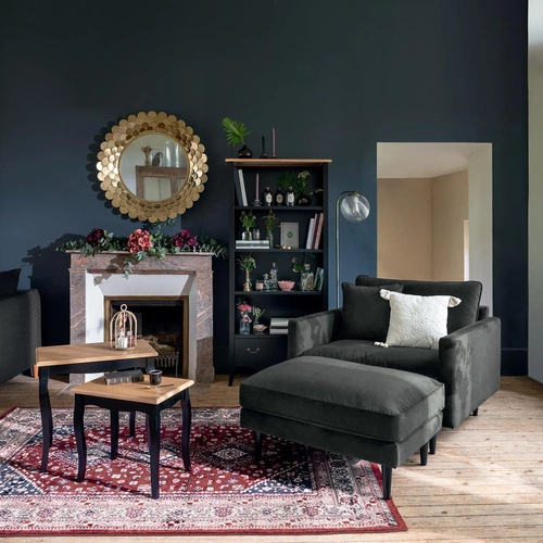 Regał na książki Chrysa czarny klasyczny z szufladą do salonu i sypialni Atmosphera 175 cm