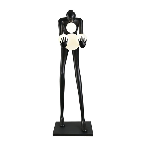 Lampa stojąca do salonu WOMAN-2 BLACK czarna nowoczesna Step into Design 190 cm