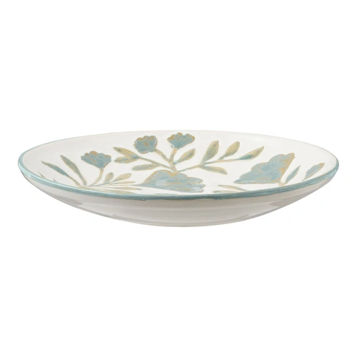 Taca dekoracyjna okrągła ceramiczna Miłorząb biała House Nordic 35,5 cm