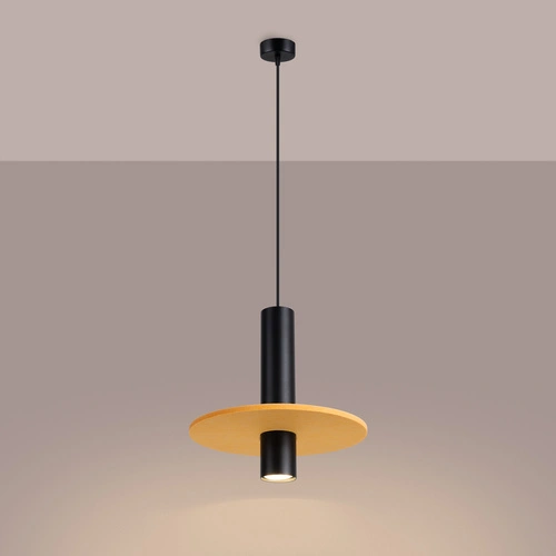 Lampa wisząca PELTA 1 nowoczesna czarna żółta do salonu kuchni nad stół 30 cm