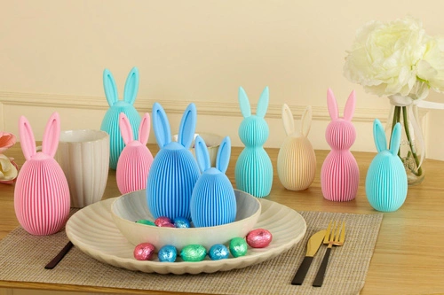 Zestaw 2 pastelowych figurek wielkanocnych jajek Intesi na stół lub komodę 17 cm