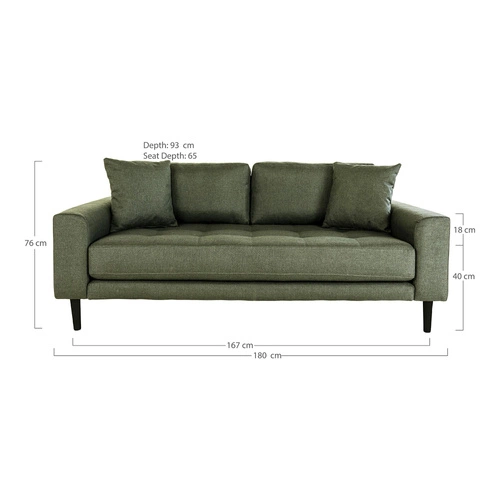 Sofa Lido 2,5 oliwkowa zieleń/ nogi  czarne