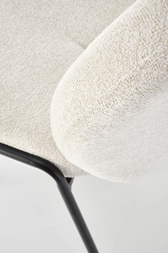 Krzesło tapicerowane Salome kremowe do jadalni nowoczesne skandynawskie z czarnymi nogami Intesi