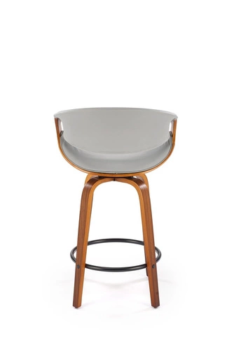 Hoker Analis industrialny tapicerowany z oparciem i podłokietnikami do kuchni popielaty/orzechowy