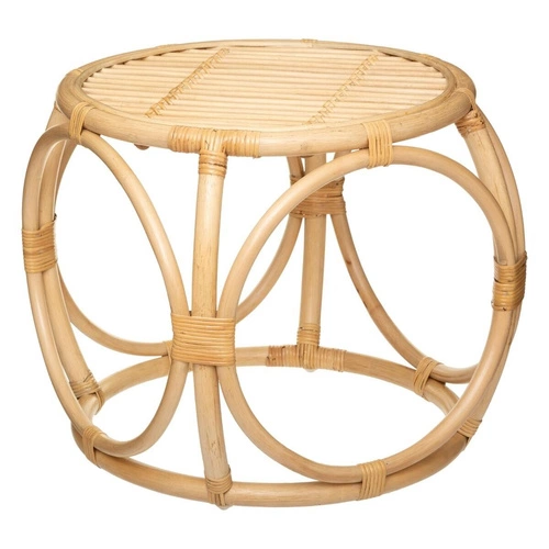 Zestaw 2 okrągłych stolików kawowych Aoni rattan boho naturalny do salonu Atmosphera