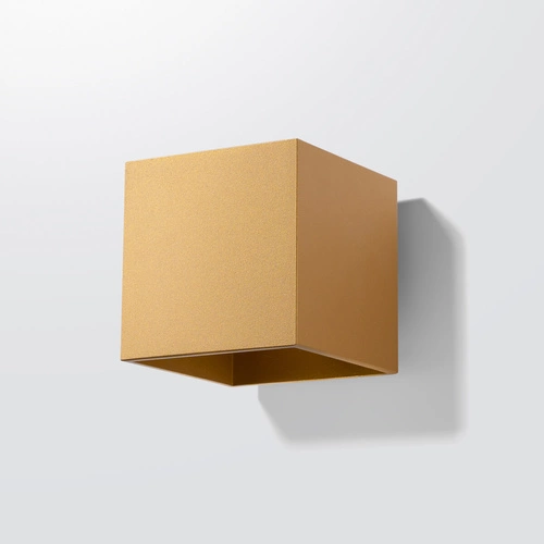 Kinkiet ścienny QUAD 1 złoty nowoczesny metalowy do salonu i sypialni świeci góra dół SOLLUX