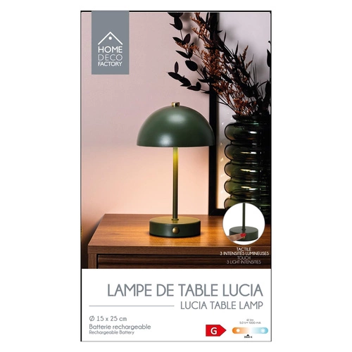 Lampka nocna LED bezprzewodowa Funghi zielona metalowa do sypialni z akumulatorem