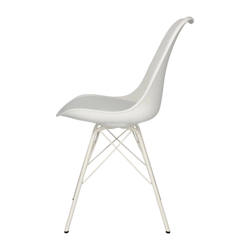 Krzesło do jadalni Eris PP Actona białe nowoczesne z poduszką ze skóry ekologicznej