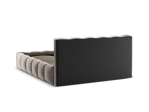 Łóżko tapicerowane Lupine cappuccino chenille 140x200 z pojemnikiem do sypialni glamour