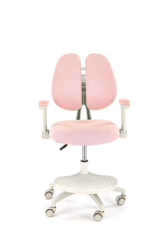 Fotel biurowy ergonomiczny Menara różowy obrotowy z podłokietnikami i podnóżkiem do nauki