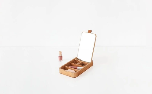 Organizer na biżuterię bambusowy z lusterkiem 5five simply smart do toaletki boho