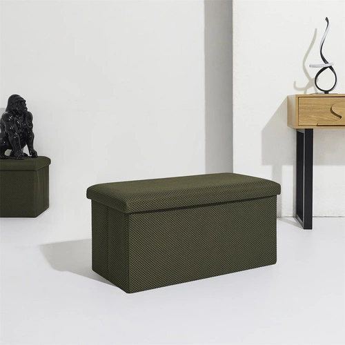 Pufa prostokątna ze schowkiem Velse Atom Intesi nowoczesna składana do przedpokoju khaki 76 cm