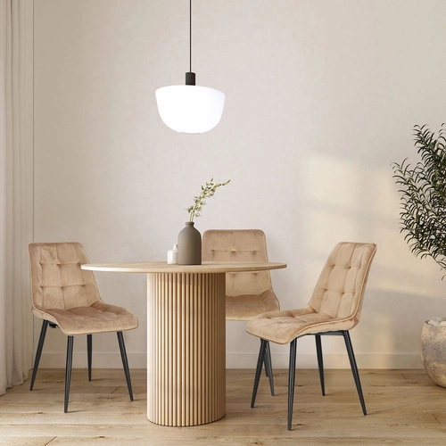 Krzesło do jadalni Plaid Intesi tapicerowane welur szare pikowane glamour czarne nogi