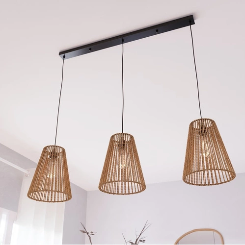 Lampa wisząca potrójna Giada boho naturalna do salonu i jadalni Atmosphera 77 cm