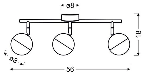 Lampa sufitowa Party listwa 3x3W LED rgb główka okrągła 1e z przegubem kd system chrom