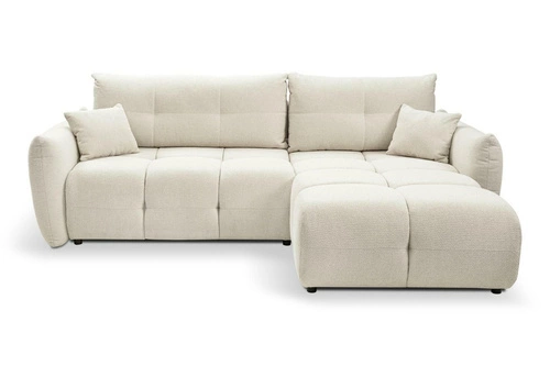 Narożnik z funkcją spania do salonu Bode prawy beżowy nowoczesny z pojemnikiem Intesi