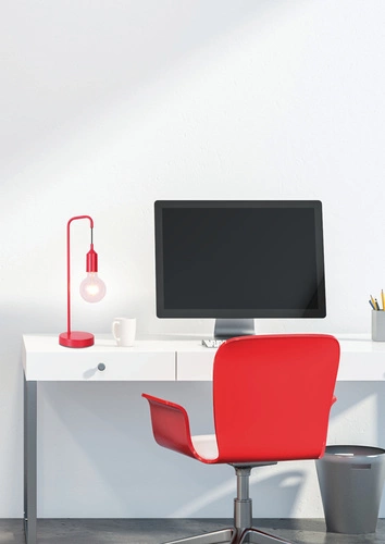 Lampka nocna metalowa Laren czerwona industrialna do sypialni i na biurko Ledea 46 cm