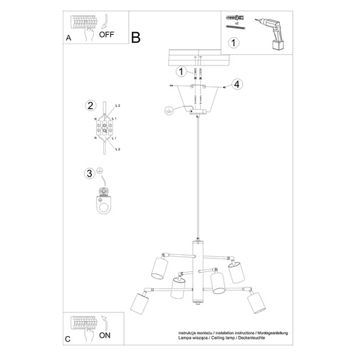 Nowoczesny biały żyrandol LEMMI 6 metalowy do salonu i jadalni SOLLUX LIGHTING