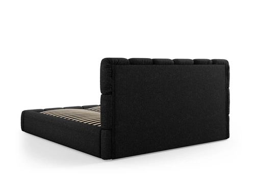Łóżko do sypialni Bellis 160x200 czarne tapicerowane z pojemnikiem nowoczesne glamour