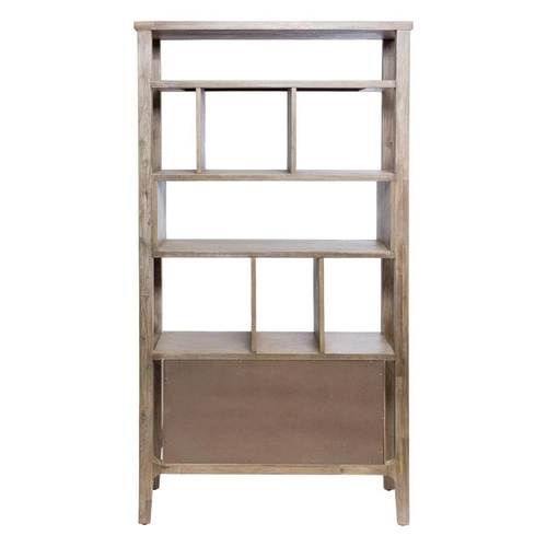 Regał na książki Banila drewniany akacja naturalny bielony z szafką do salonu Atmosphera