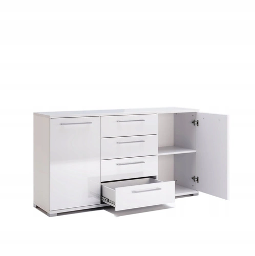 Komoda Flory biała połysk 150 cm z szufladami nowoczesna do salonu Intesi