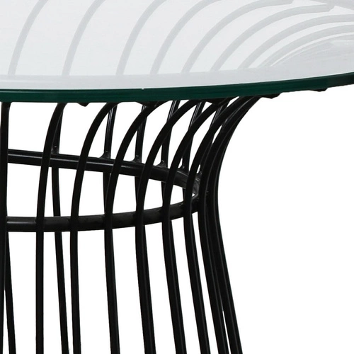 Stolik kawowy Ombra owalny szklany na metalowej czarnej podstawie loftowy do salonu Intesi