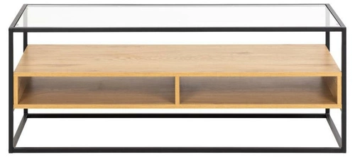 Szafka RTV Randolf nowoczesna szklana z dębem 120 cm stojąca do salonu Actona