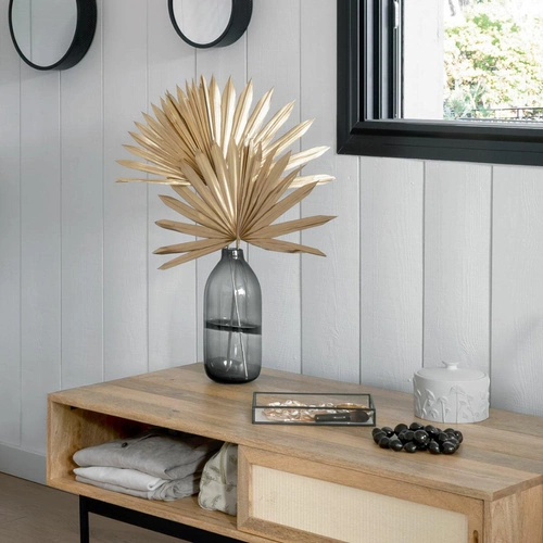 Wazon szklany Line bursztynowy 30 cm nowoczesny na kwiaty i trawę pampasową