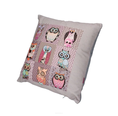 Poduszka dekoracyjna welurowa Hiboux antyalergiczna do salonu i sypialni multikolor 40x40