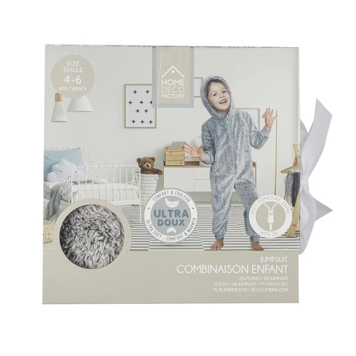 Koc z rękawami Onesie Intesi ciepły dziecięcy szary na chłodne wieczory 4-6 lat